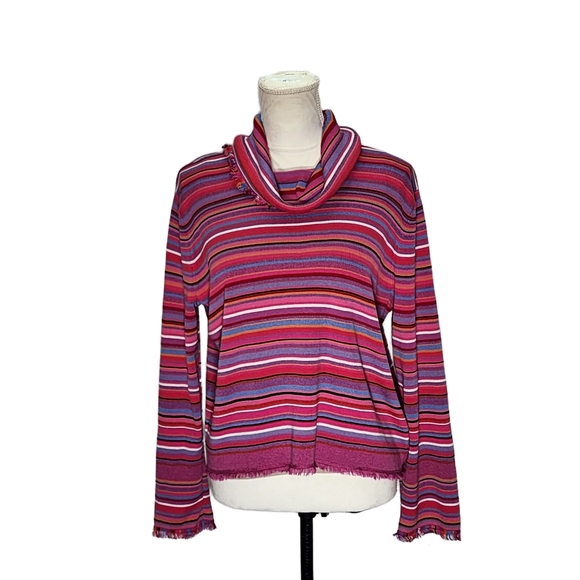 Sigrid Olsen Sport. Silk Blend, Multi Color, Striped Sweater. PL - Picture 1 of 10